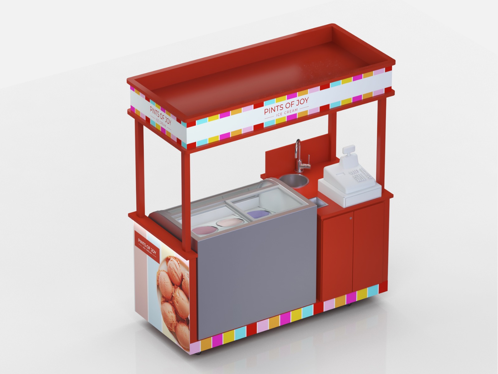  Ice Cream Removable Cart