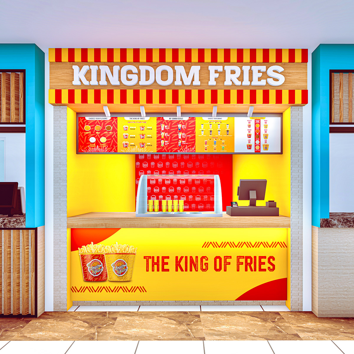 French Fries Wooden Food Kiosk 
