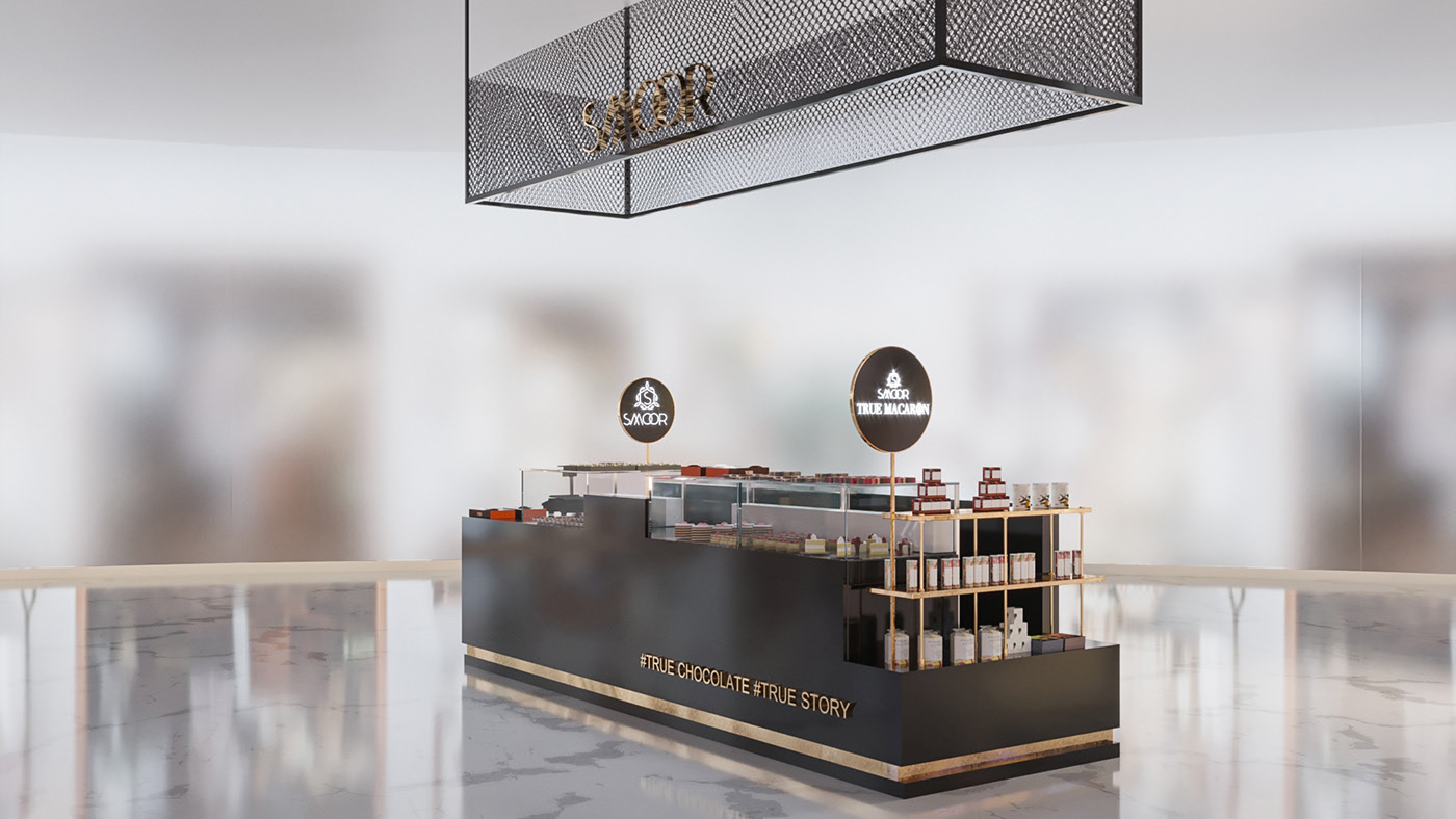 Indoor Chocolate Food Display Bar 