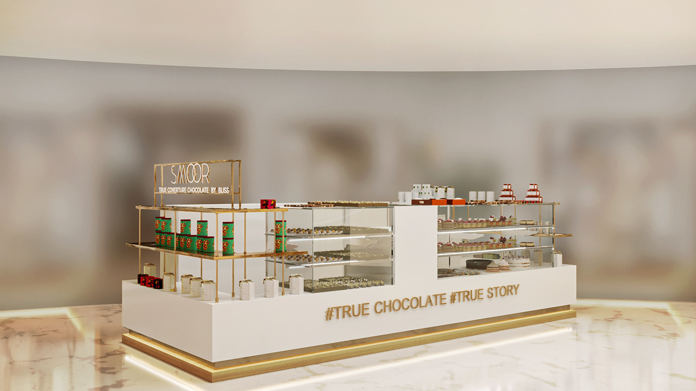 Indoor Chocolate Food Display Bar 