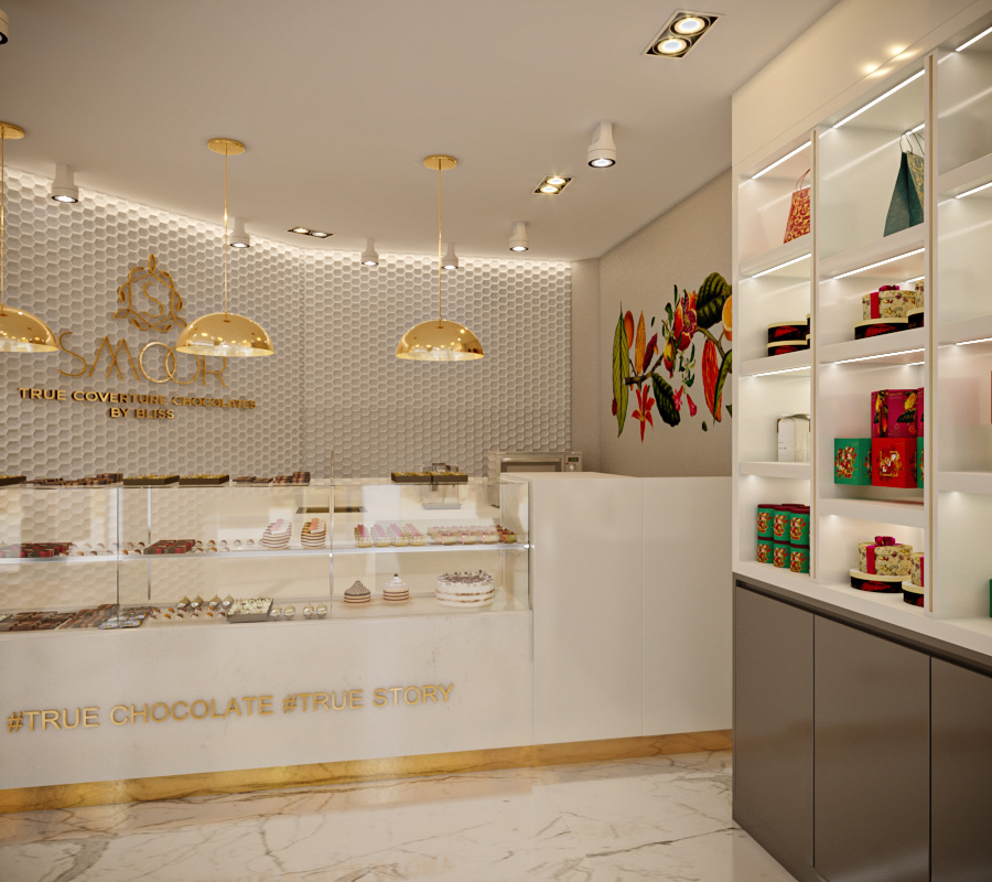 Indoor Chocolate Food Display Bar 