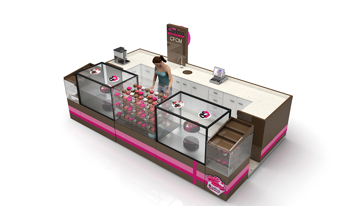 Cake Glass Display Kiosk