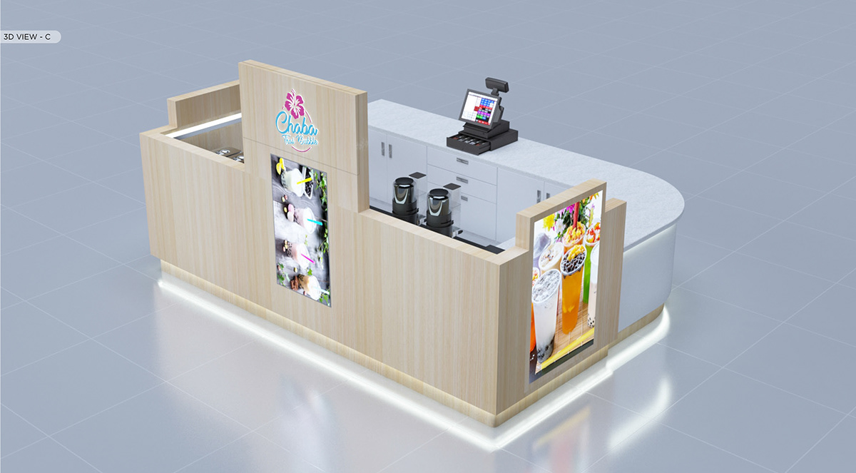 Wood Boba Bar Counter 