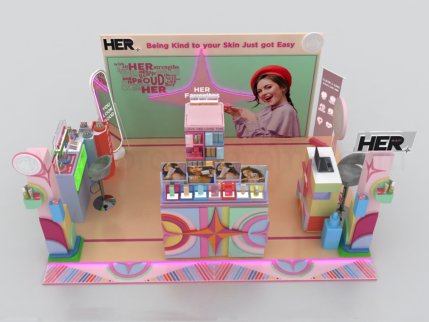 Colorful Beauty Kiosk 
