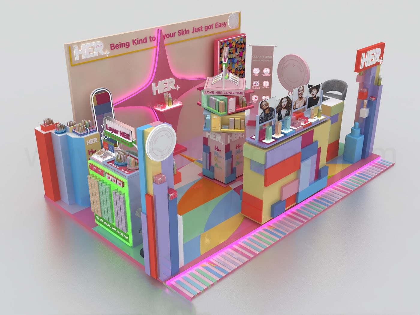 Colorful Beauty Kiosk 