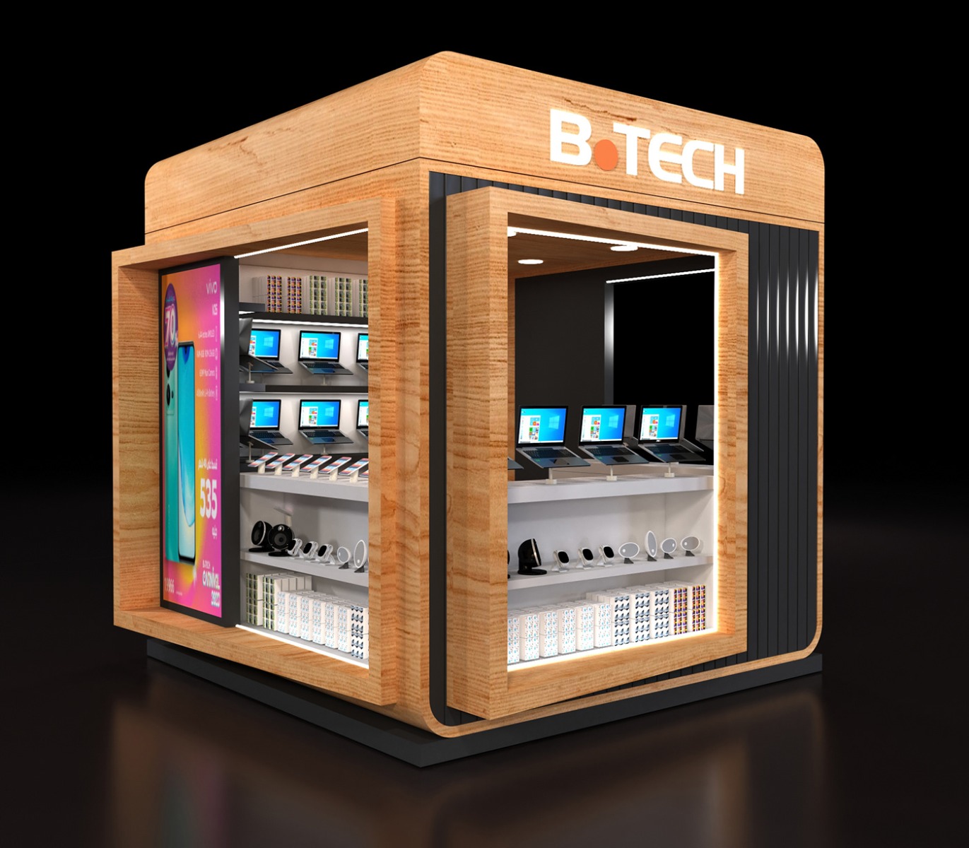 Electronic mobile phone display booths