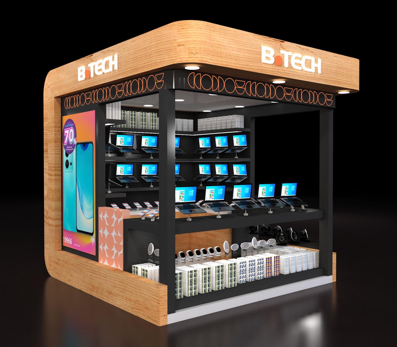 Electronic mobile phone display booths