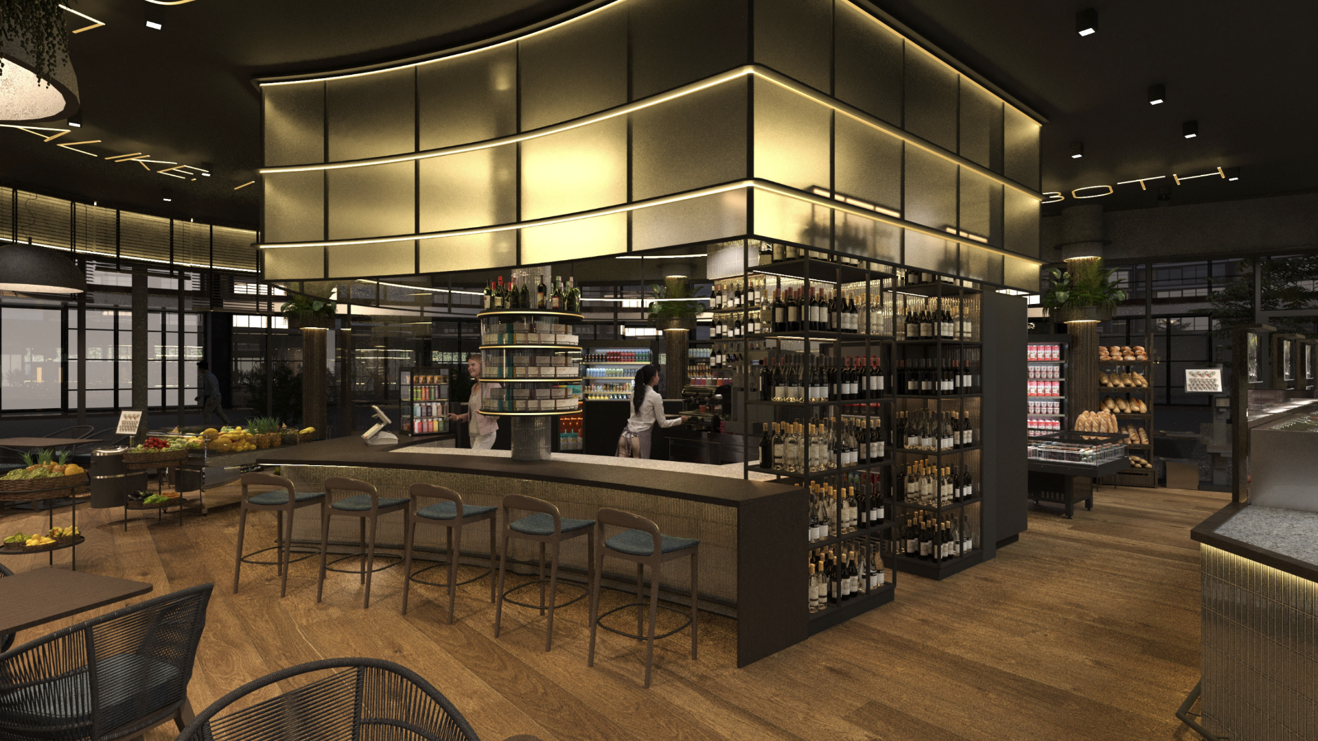 cafe and grocery store design