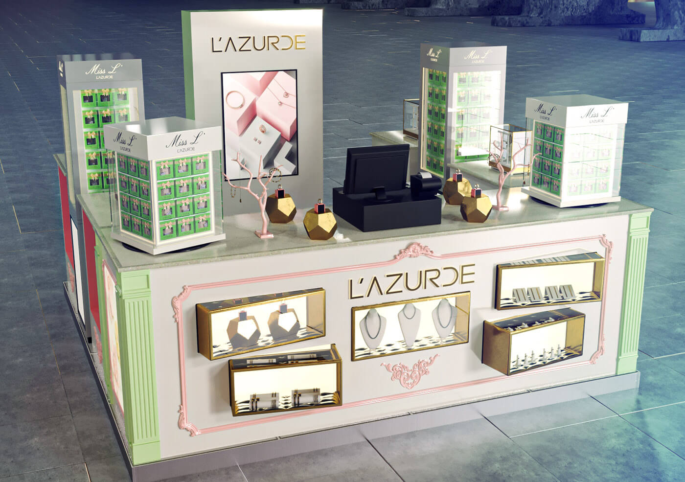 ant display jewelry display kiosk