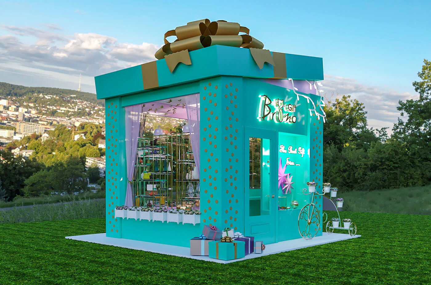outdoor gift kiosk