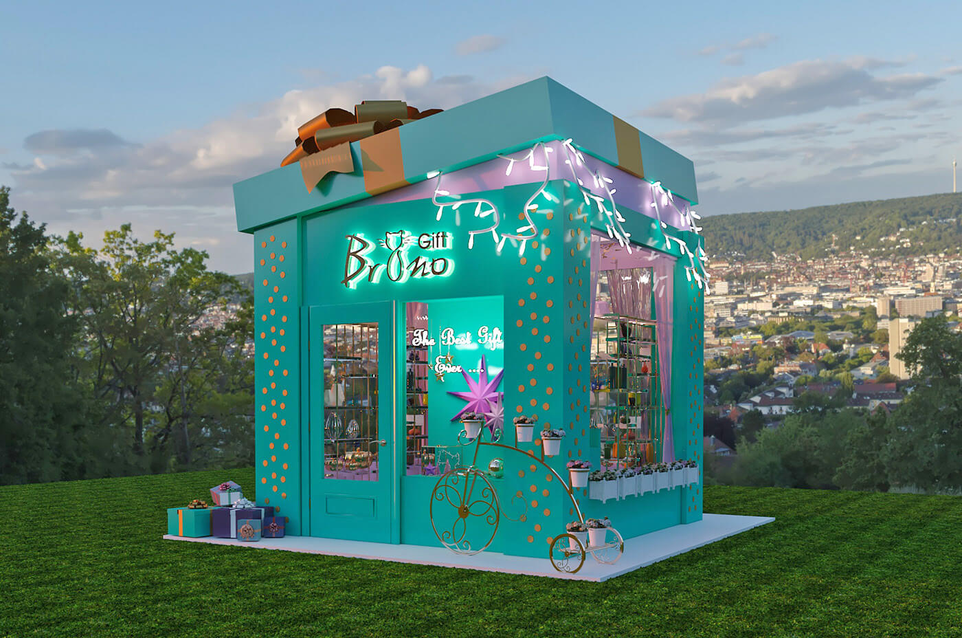 outdoor gift kiosk