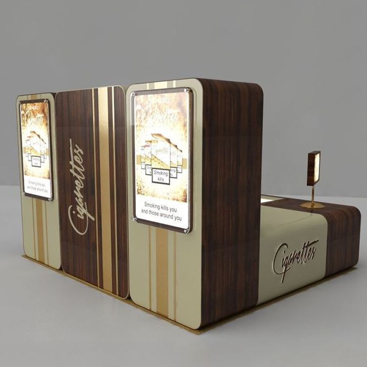 side kiosk tobacco Mall Retro E-cigarette Kiosk Retail Smoke Display Counter Tobacco Booth