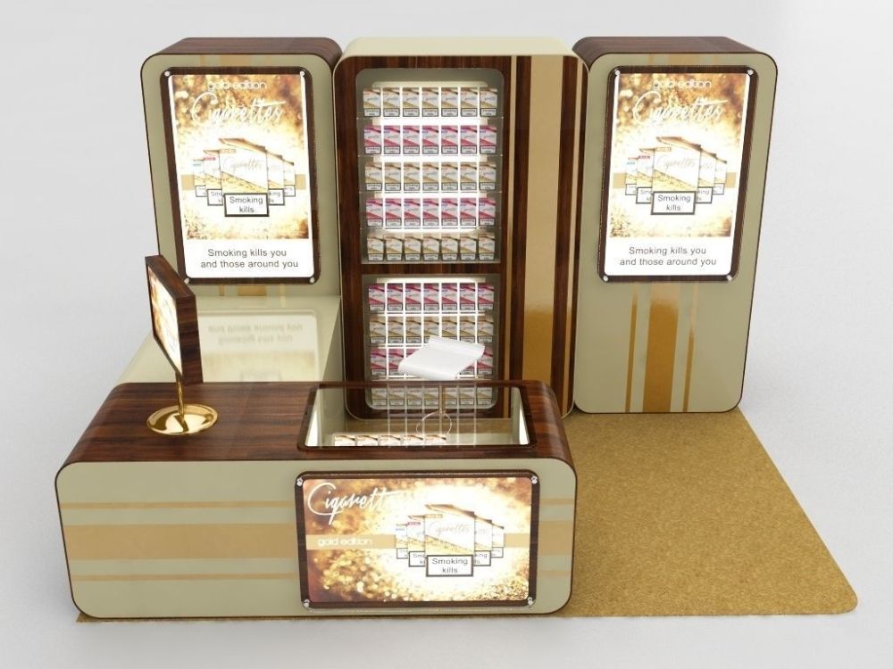 kiosk tobacco Mall Retro E-cigarette Kiosk Retail Smoke Display Counter Tobacco Booth
