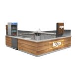Wood ice cream showcase | snack crepe display kiosk