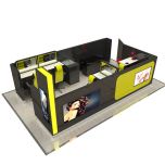 Functional hair salon kiosk brow bar studio with nail manicure station 