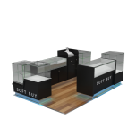 Unique Small E-cigarette Kiosk Black Simple Smoke Kiosk Retail Tobacco Counter
