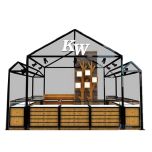 Black Metal Bar Frame Roof Sunglass Kiosk Concept For Indoor Mall