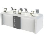 White Ipad Display Counter/Stand/Desk For Cell Phone Store W/ Storage Cabinet & Alarmed Phone Holders