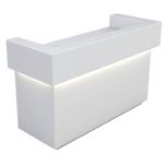 White Stone Solid Surface Reception Desk, LED Lighting Small White Cash Wrap Counter For Salon