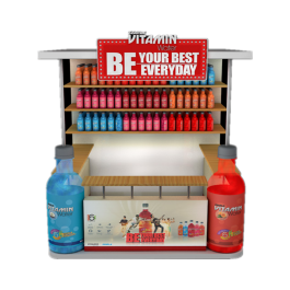 Retail Simple Juice Beverage Display Kiosk Durable Bottled Drinks Stand