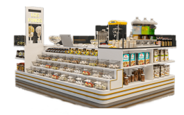 Snacks Queue Line Design Snack Food Kiosk Custom Candy Mall Bar Design Nuts Display Showcase