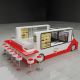 Car shape snack display stand | creative design for mall food kiosk