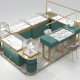 Dark Green and Gold Jewelry Kiosk | An Eye-Catching Piece of Luxury in the Mall