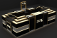 Luxury Black and Gold Textured Perfume Display Kiosk for Mall on Sale