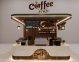 High quality coffee kiosk design with top custom solid wood with marble cafe counter design for sale