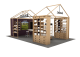 Exhibition Wood Grain Cosmetics Display Stall Customized Latest Cosmetic Cabinets