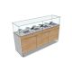 Curved Kick Stainless steel Cell Phone Display Case With Glass Top & Wood Veneer Finish