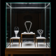 Glass jewelry case stainless steel pedestal display showcase on sale