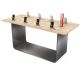Curved Stainless Steel Base Wooden Top Cell phone Display Table / Experience Desk For Huawei/Apple/Xiaomi Store Display 