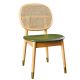 Simple Style Solid Wood Chair With Rattan Back with PU Seat Wood Dining Chair for Living Room And Restaurant