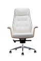 White PU Leather Designer Office Chair With Casters modern Swivel Chair