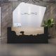 Black reception desk wooden checkout counter design for retail shop