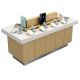 Cell Phone Store Display Counter / White Stone Top Wooden Laminate Exprience Table With Alarmed Phone Holders 