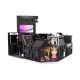 High-end 4m by 3m black makeup studio design cosmetic display kiosk with makeup counter for sale 