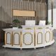 Elegant White Nordic Reception Desk High-end Glossy Salon Front Counter