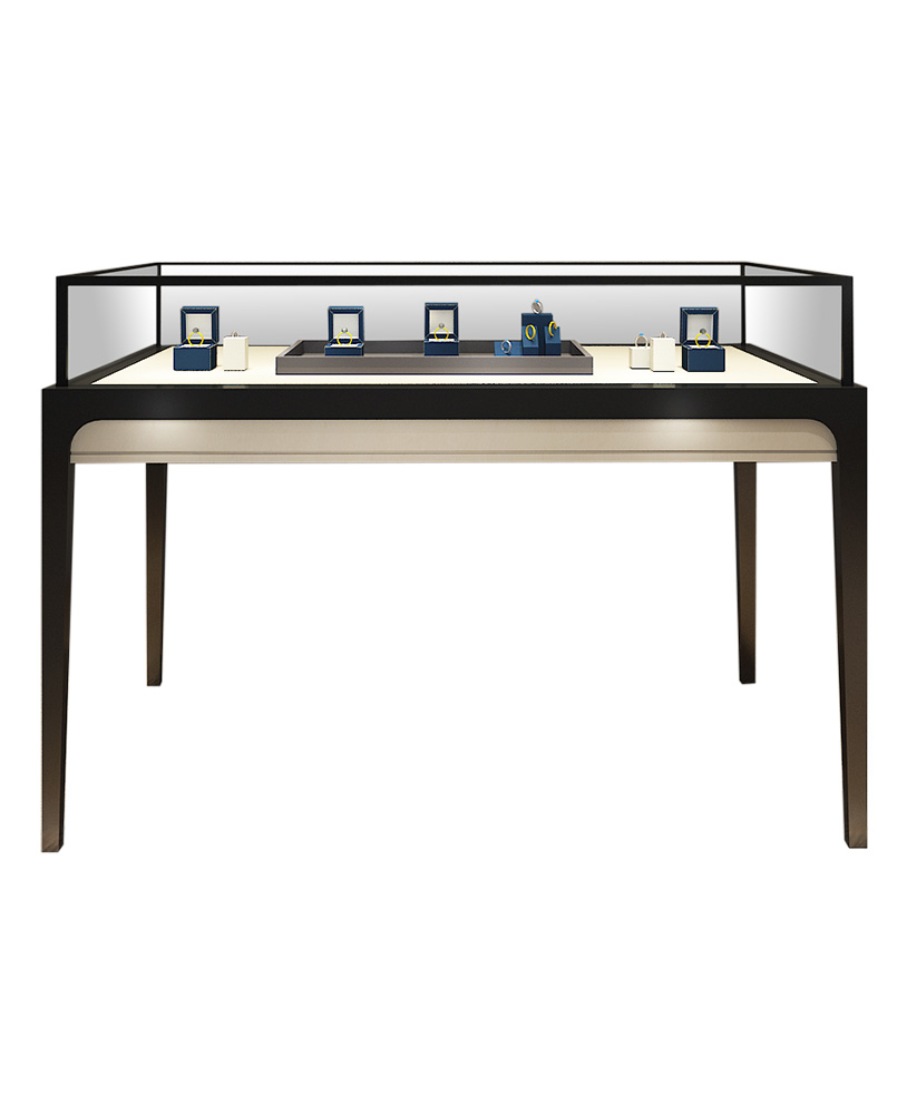 glass display showcase for jewelry