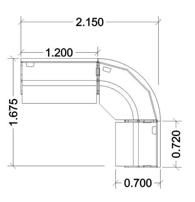 reception desk size 