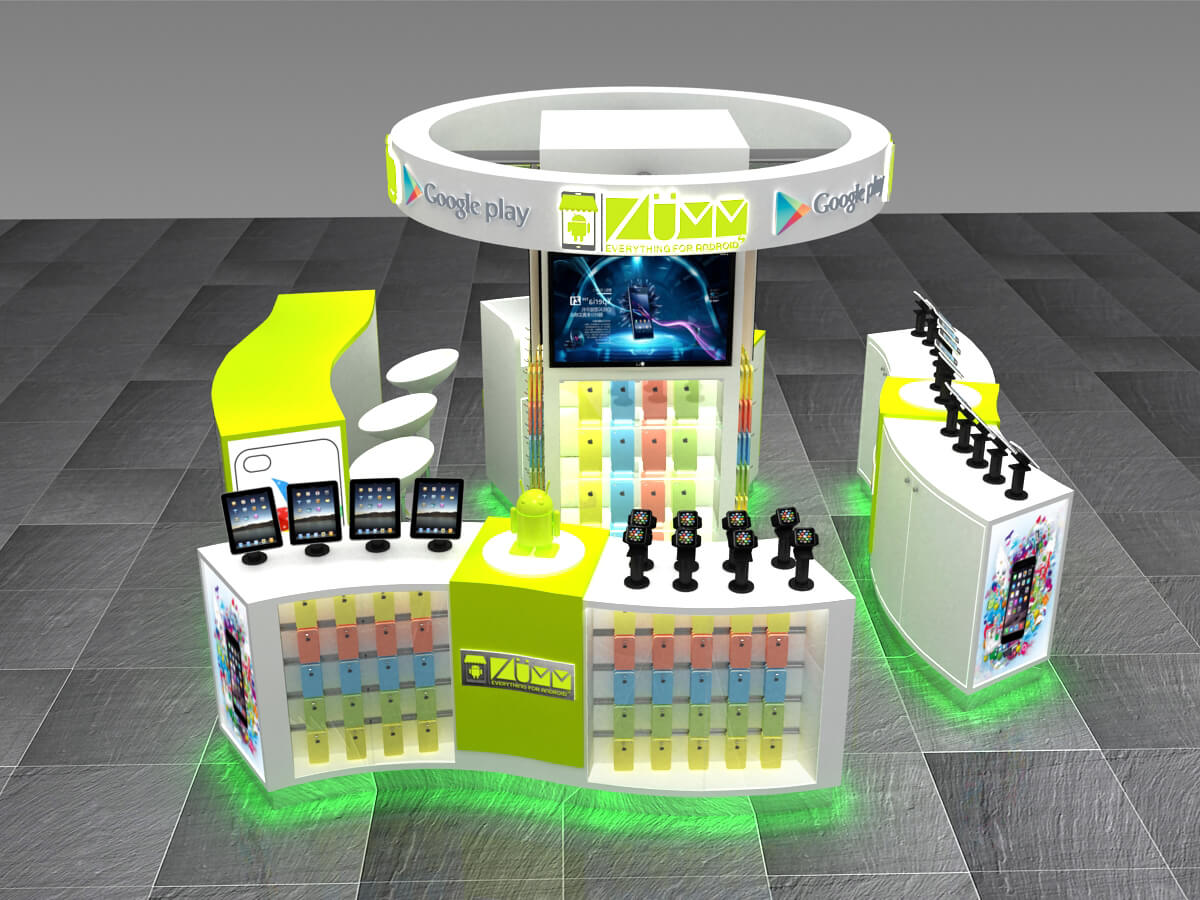 irregular mobile phone kiosk