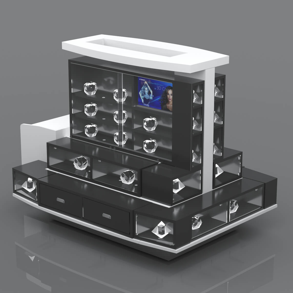crystal display kiosk design