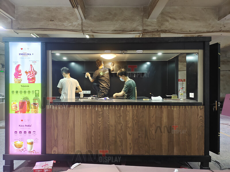wooden coffee kiosk