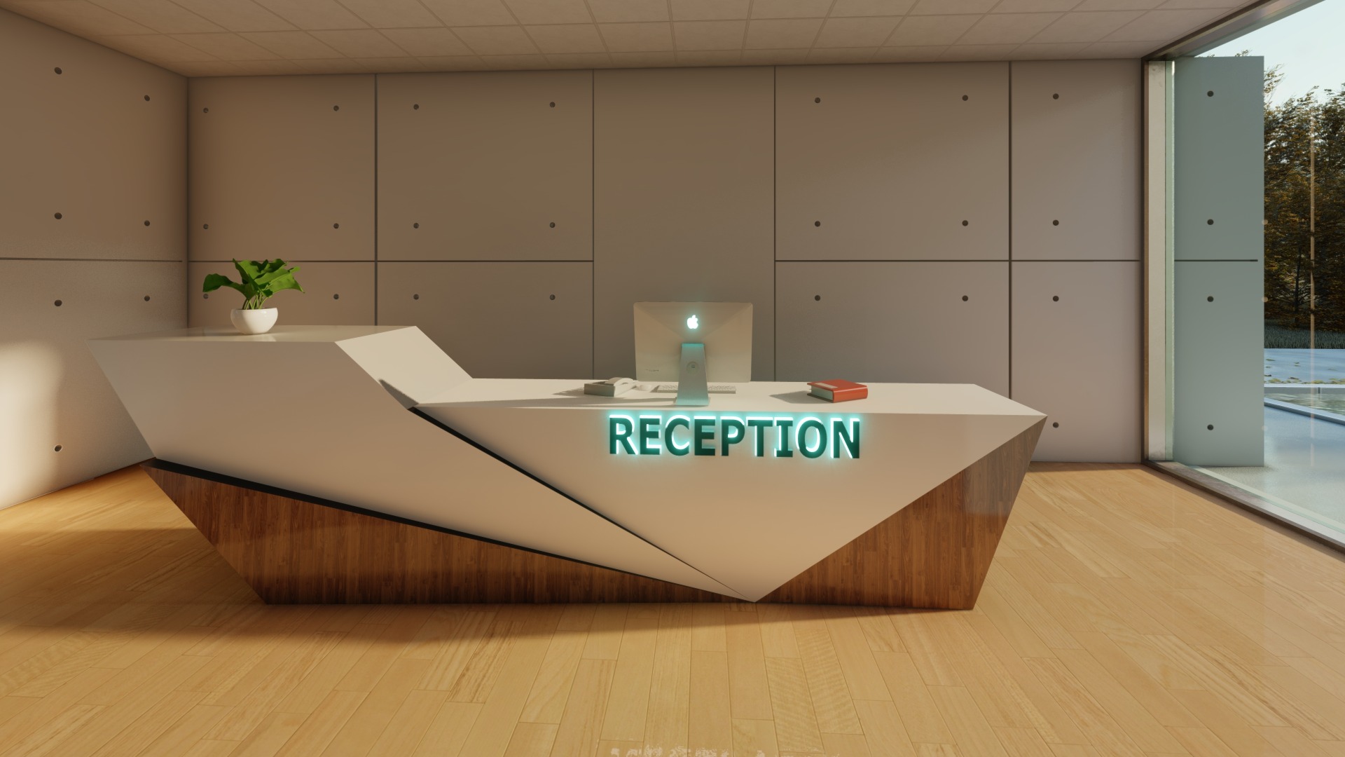 wooden reception desk design