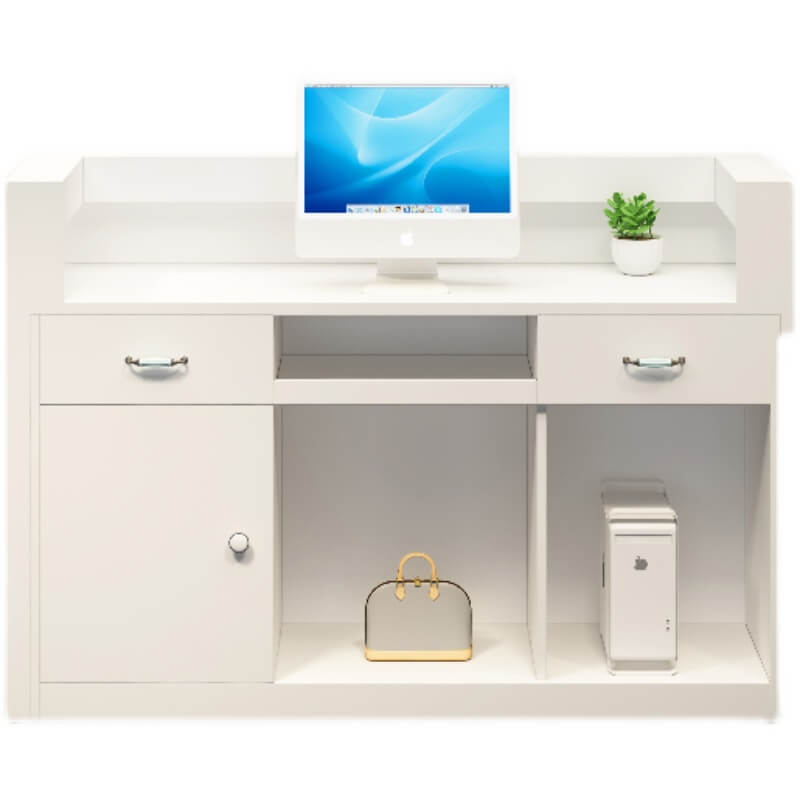 back of the reception desk