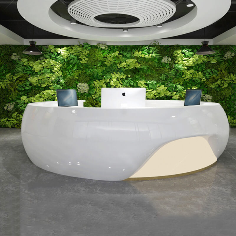rounded reception desk