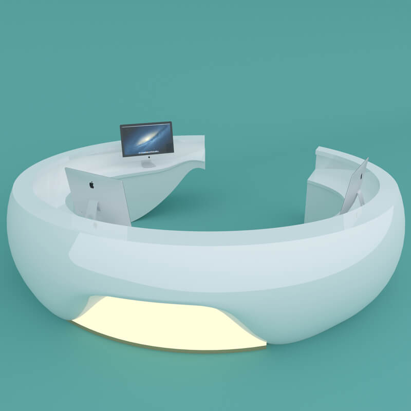 rounded reception desk