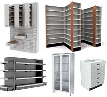 pharmacy cabinet,stands, counters & shelving