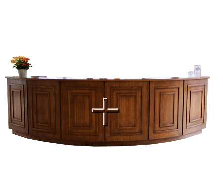 church welcome center reception desk